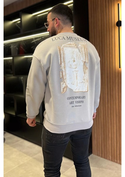 Baskılı Üç Iplik Şardonlu Bisiklet Yaka Erkek Sweatshirt fırsatları