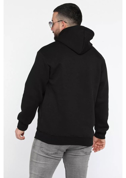 Baskılı Üç Iplik Şardonlu Erkek Kapüşonlu Sweatshirt fiyatları