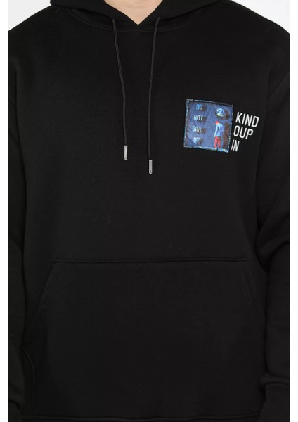 Baskılı Üç Iplik Şardonlu Erkek Kapüşonlu Sweatshirt modelleri