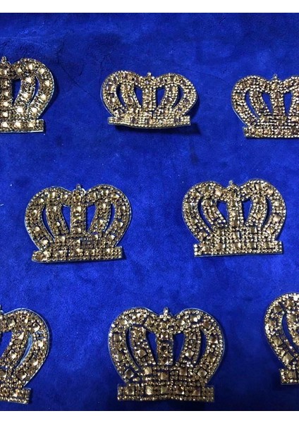 Kristal Sarı Taşlı Taç 6x4,5 cm - Şapka Kıyafet Taşlı Aksesuar