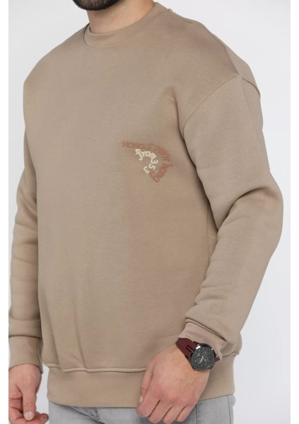 Üç Iplik Şardonlu Yazı Baskılı Erkek Sweatshirt modelleri