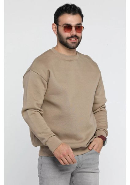 Üç Iplik Şardonlu Yazı Baskılı Erkek Sweatshirt