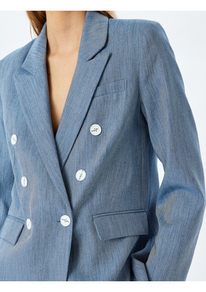 Uzun Kollu Cep Detaylı Kruvaze Blazer Ceket indirimleri