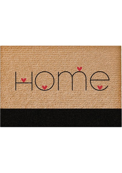 Kapı Önü Halı Paspas Renkli Kalp Home Desenli 40 x 60 cm