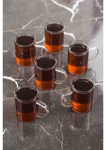 6 Adet Cam Brosilikat Çay Kahve Bardagı