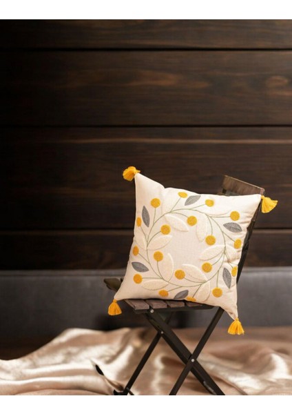 Punch Nakışlı Kırlent Papatya Sarı 43x43 2Adet fiyatları