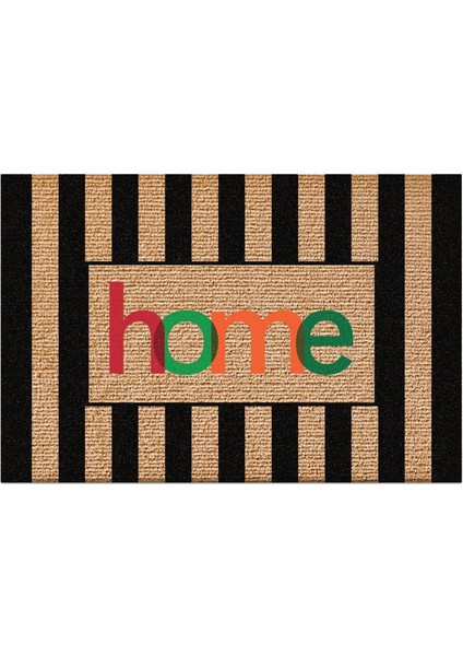 Kapı Önü Halı Paspas Renkli Çizgili Home Desenli 40 x 60 cm