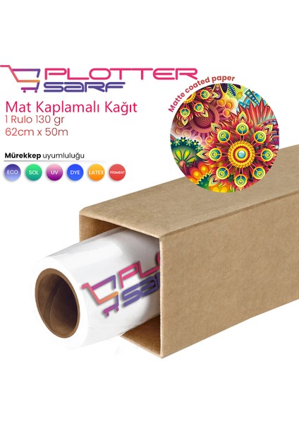 ® Premium Mat Coated Kağıt (Kaplamalı) 130 gr Rulo 62 cm x 50 mt (1 Rulo)