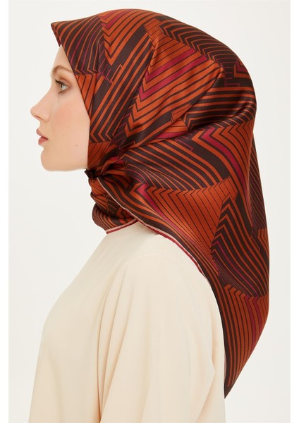 Geometrik Desenli Sura Saf İpek Eşarp 9218D 54 modelleri