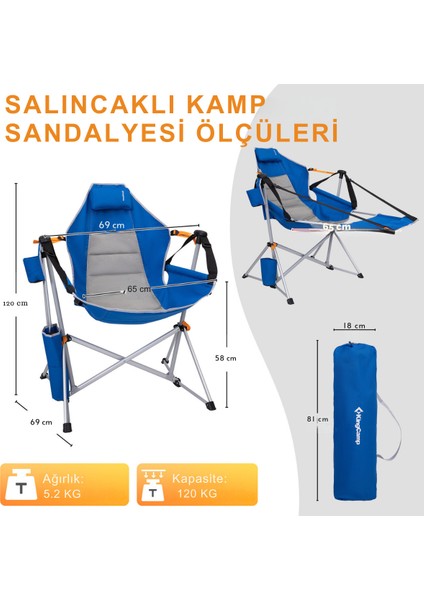 Orchid Lux Ayak Dayamalı & Salıncaklı Hamak Kamp Sandalyesi Blue modelleri