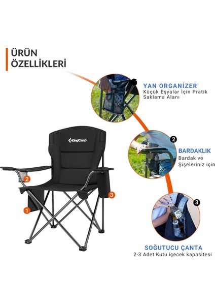 King Camp Kingcamp Lotus Xl Cool Ice Ultra Konforlu & Takviyeli Kamp Sandalyesi Black indirimleri