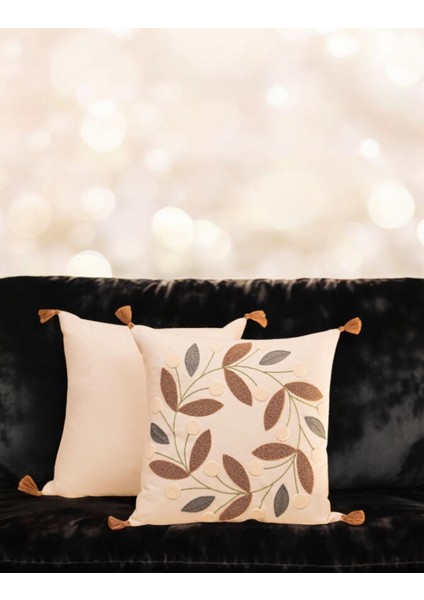 Punch Nakışlı Kırlent Papatya Kahve 43x43 2Adet fiyatları