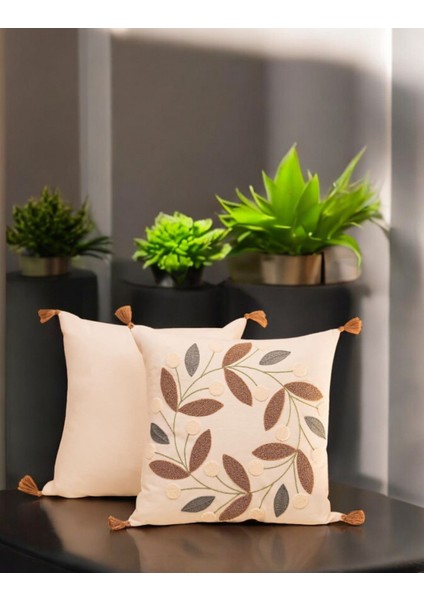 Punch Nakışlı Kırlent Papatya Kahve 43x43 2Adet fırsatları