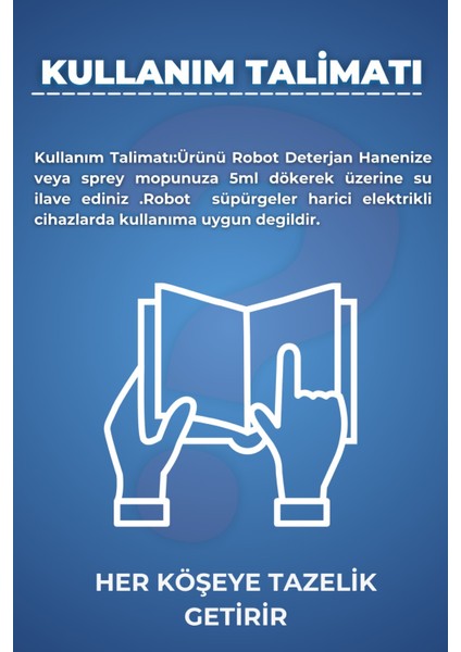 Gül Bahçesi Kokulu Akıllı Robot Süpürge Suyu. Yüzey Temizleyici Deterjanı 250ML.