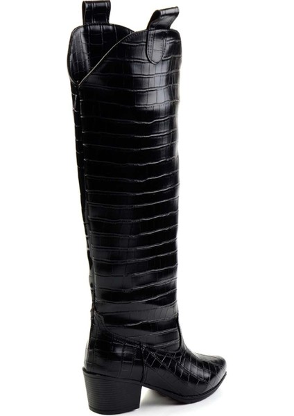 Siyah Kroko Kadın Çizme K03671409011 fırsatları