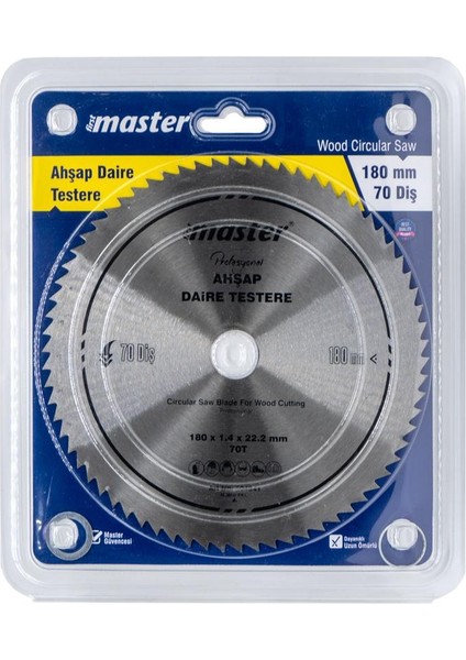 530941 Ahşap Daire Testere Bıçağı 180 mm 70 Diş (Elmassız)