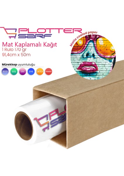 ® Premium Mat Coated Kağıt (Kaplamalı) 170 gr Rulo 91.4 cm x 50 mt (1 Rulo)