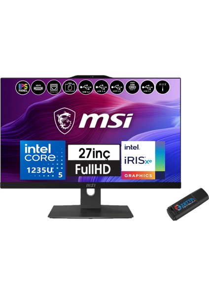 Msı Modern AM272P Intel Core I5 1235U 32GB 4tb SSD Fhd 27" IPS WINDOWS11PRO All In One Bilgisayar 99H6X8TS10+ZETTAUSBBELLEK