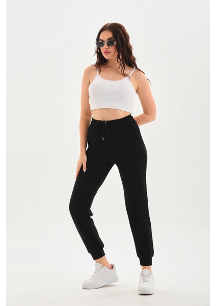 341 Dar Paça Cepli Yüksek Bel Jogger Modal Kadın Eşofman Altı