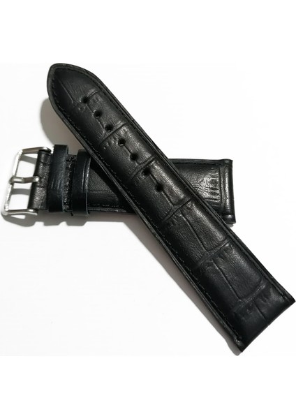 Kordon Seiko& Hertürlü Saat Uyumlu Croco Baskılı Siyah Renk Deri 22 mm (156)