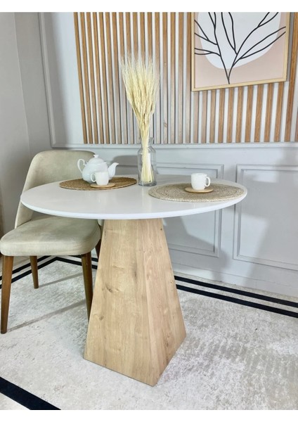 90 cm Çam Ayaklı Ahşap Yemek Masası - Fungi Serisi - Çalışma Masası - Balkon ve Kafe Masası