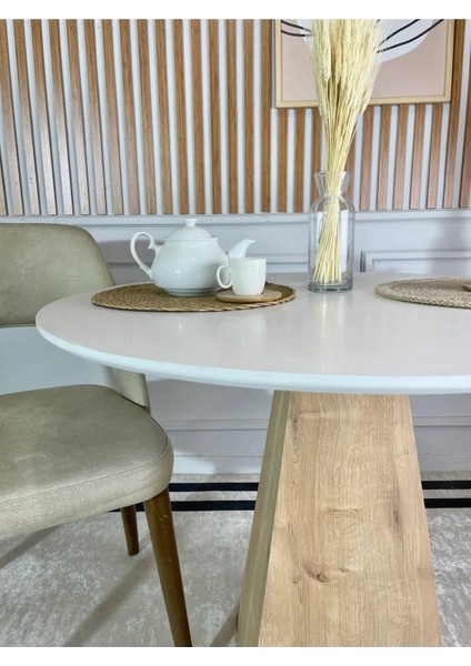 90 cm Çam Ayaklı Ahşap Yemek Masası - Fungi Serisi - Çalışma Masası - Balkon ve Kafe Masası