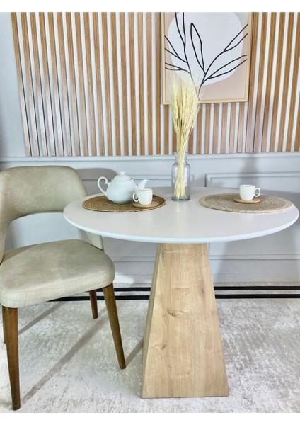90 cm Çam Ayaklı Ahşap Yemek Masası - Fungi Serisi - Çalışma Masası - Balkon ve Kafe Masası