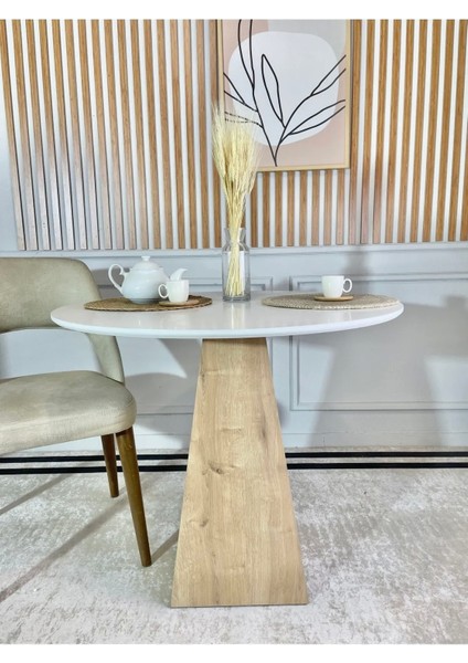 90 cm Çam Ayaklı Ahşap Yemek Masası - Fungi Serisi - Çalışma Masası - Balkon ve Kafe Masası
