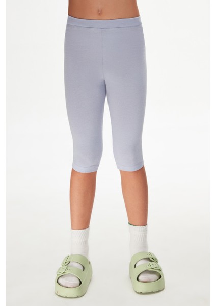 Açık Lila Basic Kız Çocuk Diz Altı Tayt Kapri fiyatları