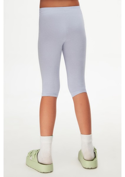 Açık Lila Basic Kız Çocuk Diz Altı Tayt Kapri fırsatları