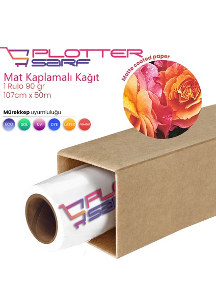 ® Premium Matt Coated Kağıt (Kaplamalı) 90 gr Rulo 107 cm x 50 mt (1 Rulo)