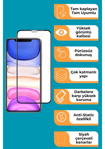Apple iPhone 12 Pro Uyumlu Tam Kaplayan Premium Ekran Koruyucu Cam Anti-Static Özellikli Siyah Çerçeveli fiyatları