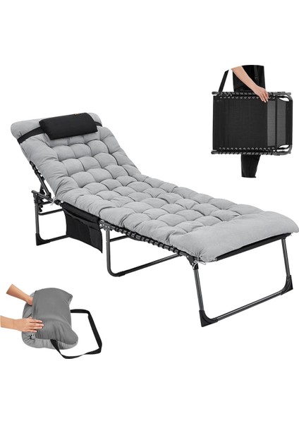 Hamburg Cool Plus 5 Kademeli Katlanır Şilteli Şezlong Black & Grey fiyatları