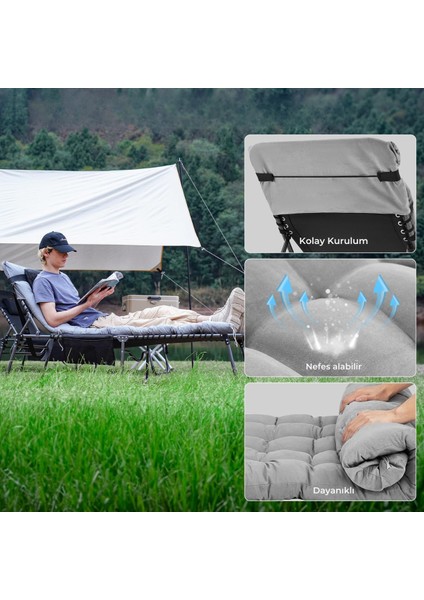 Hamburg Cool Plus 5 Kademeli Katlanır Şilteli Şezlong Black & Grey modelleri