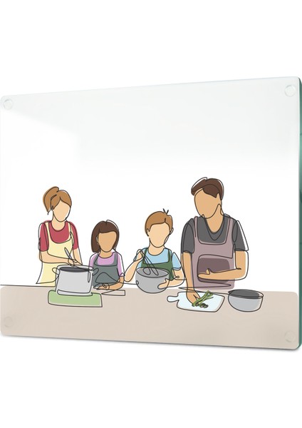 Aile Desenli Cam Kesme Tahtası - Cam Kesme Tablası | 25CM x 35CM