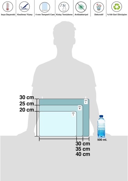 Aile Desenli Cam Kesme Tahtası - Cam Kesme Tablası | 25CM x 35CM fiyatları