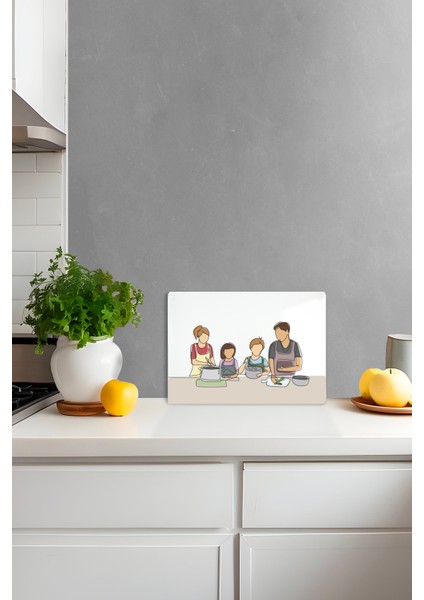 Aile Desenli Cam Kesme Tahtası - Cam Kesme Tablası | 25CM x 35CM fırsatları