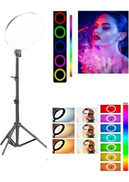 18 Inç Rgb Makyaj Stüdyosu Portresi Dairesel Dolgu Işığı Youtube Vlog Video Çekimi+ Tripod