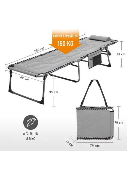 Kingcamp Bavaria Cozy Premium 5 Kademeli Katlanır Şezlong Grey indirimleri