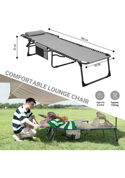 King Camp Kingcamp Berlin Classic Comfort Lounge 5 Kademeli Katlanır Şezlong Grey fırsatları