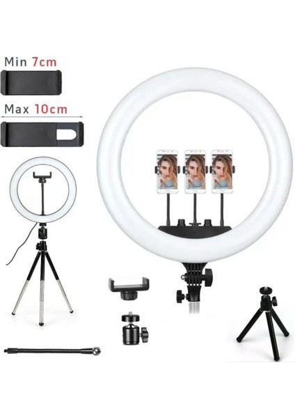 LCD Ekranlı 18 Inç Profesyonel Stüdyo Işığı Ring Light(Influencer, Youtuber, Tiktok,stüdyo Paneli)