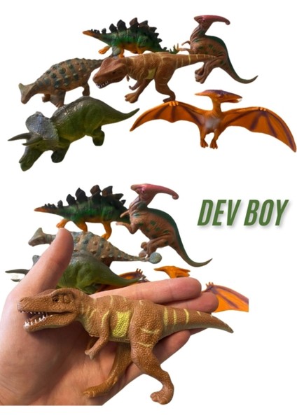 Oyuncak Dinozor Seti Dev Boy Dinozor Figürleri Oyun Seti 6 Parça