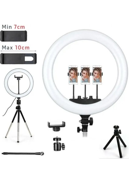 LCD Ekranlı 21 Inç Profesyonel Stüdyo Işığı Ring Light (56 Cm)