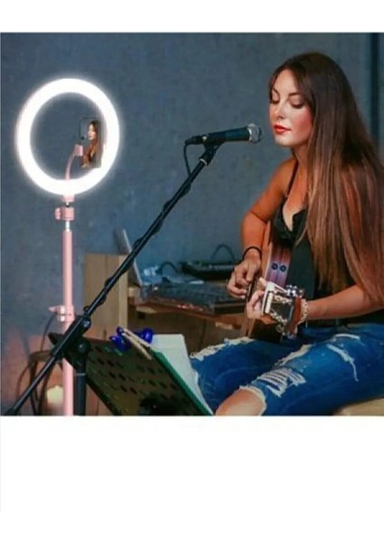 10"inç Ring Light 120 Ledli 24W LED Işıklı Halka + Yaylı Telefon Tutacağı Youtuber Tiktok 2.10 fırsatları
