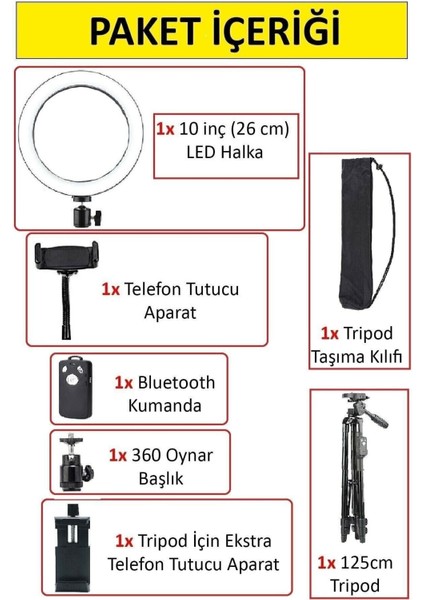 Tripodlu Selfie Işığı Ring Light 10 Inç LED Işıklı Halka Bluetooth Kumandalı Youtuber Tiktok