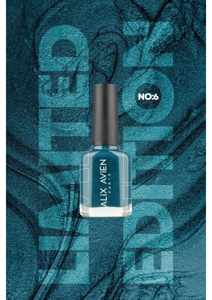 Limited Edition Işıltılı Petrol Mavi Oje-Yüksek Pigmentli Kalıcılık Hızlı Kuruma-Nail Lacquer No:6