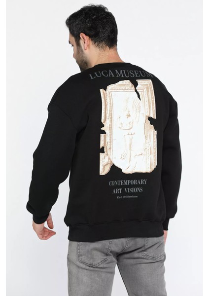 Erkek Bisiklet Yaka Baskılı Üç Iplik Şardonlu Sweatshirt fiyatları