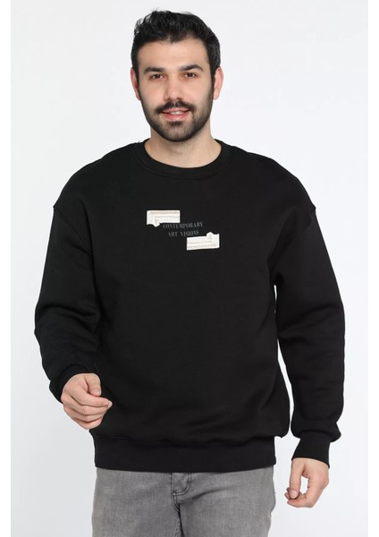 Erkek Bisiklet Yaka Baskılı Üç Iplik Şardonlu Sweatshirt fırsatları