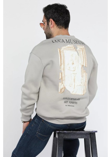 Erkek Bisiklet Yaka Baskılı Üç Iplik Şardonlu Sweatshirt fırsatları