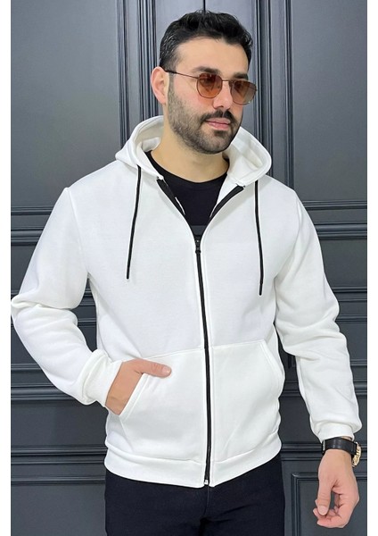 Kapüşonlu Fermuarlı 3 Iplik Şardonlu Sweatshirt fiyatları